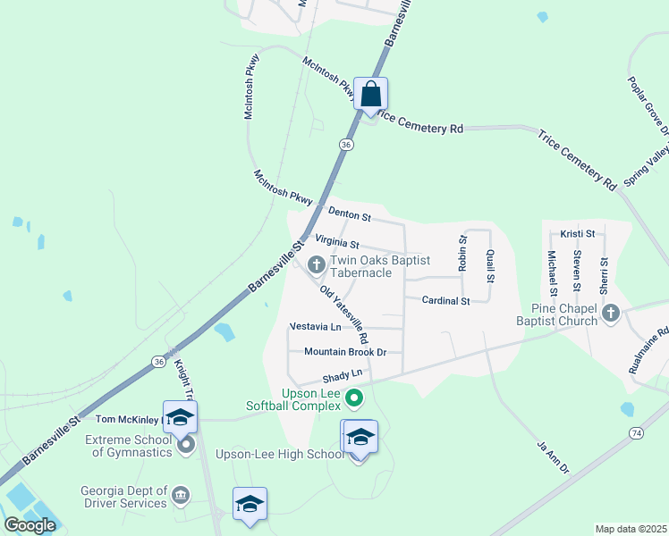 map of restaurants, bars, coffee shops, grocery stores, and more near 302 Easy Street in Thomaston