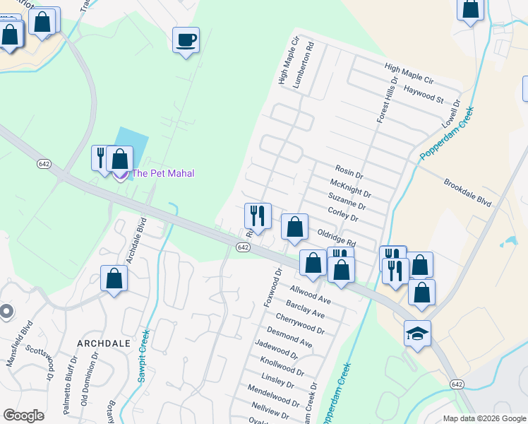 map of restaurants, bars, coffee shops, grocery stores, and more near 7871 Nummie Court in North Charleston