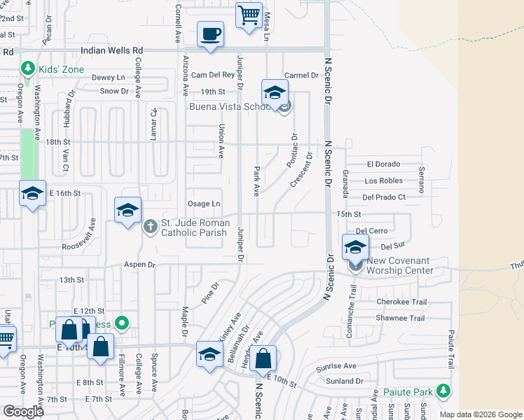 map of restaurants, bars, coffee shops, grocery stores, and more near 1500 Park Ave in Alamogordo