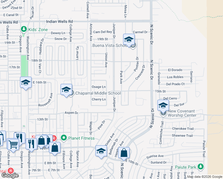 map of restaurants, bars, coffee shops, grocery stores, and more near 1501 Juniper Drive in Alamogordo