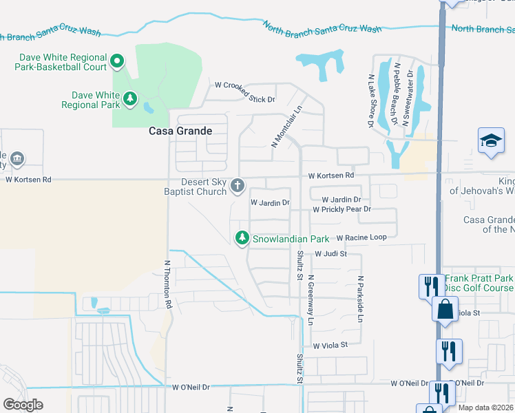 map of restaurants, bars, coffee shops, grocery stores, and more near 775 West Jardin Drive in Casa Grande