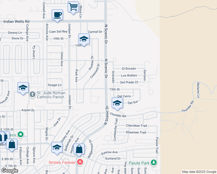 map of restaurants, bars, coffee shops, grocery stores, and more near 1500 North Scenic Drive in Alamogordo