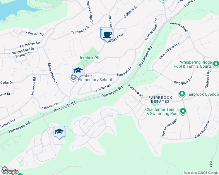 map of restaurants, bars, coffee shops, grocery stores, and more near 11787 La Colina Road in San Diego