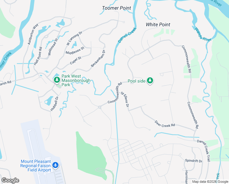 map of restaurants, bars, coffee shops, grocery stores, and more near 317 Commonwealth Road in Mount Pleasant