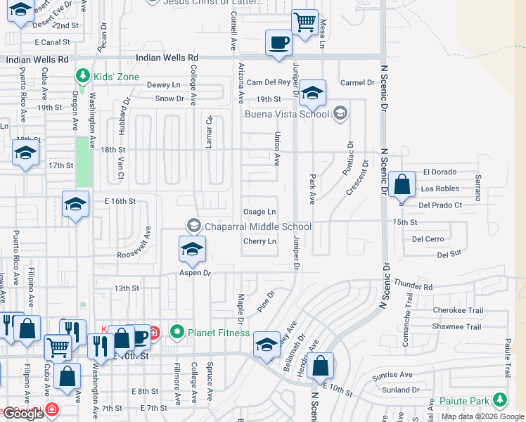 map of restaurants, bars, coffee shops, grocery stores, and more near 1528 F 026 in Alamogordo
