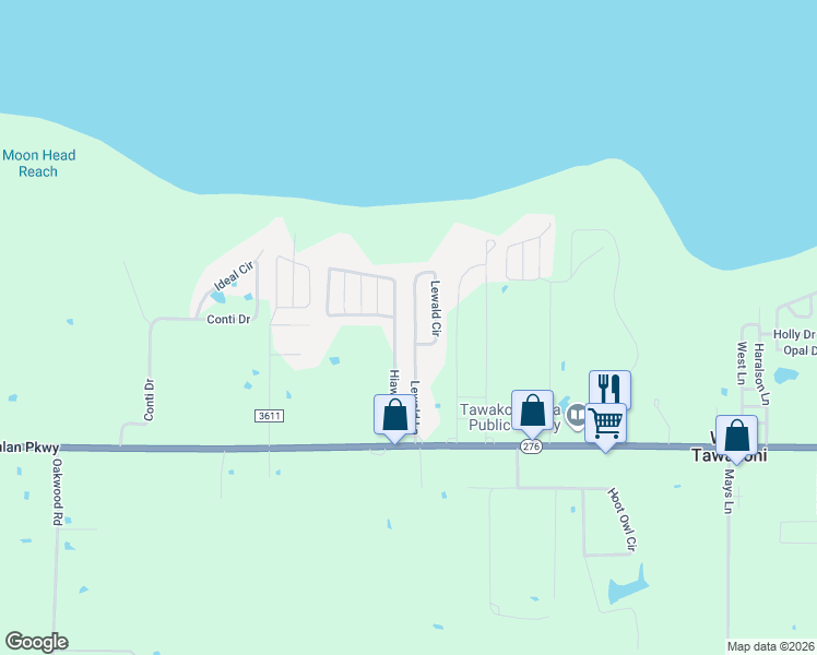 map of restaurants, bars, coffee shops, grocery stores, and more near 320 Hiawatha in West Tawakoni