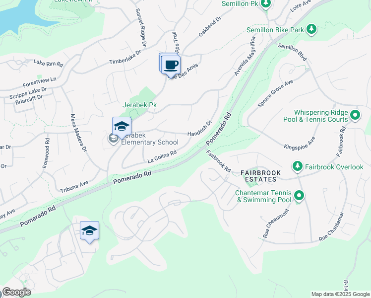 map of restaurants, bars, coffee shops, grocery stores, and more near 11837 La Colina Road in San Diego
