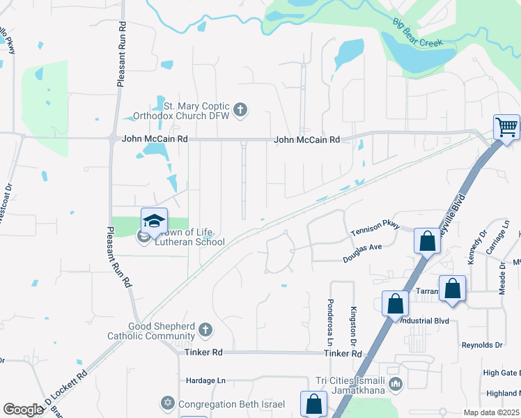 map of restaurants, bars, coffee shops, grocery stores, and more near 6905 Shepherds Glen in Colleyville