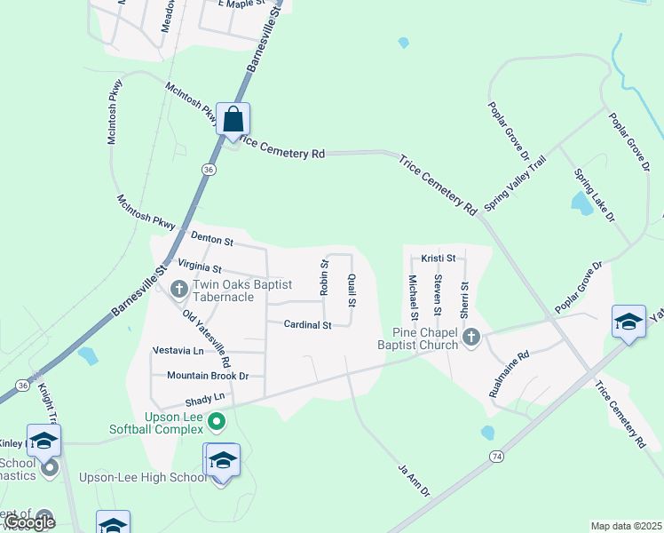 map of restaurants, bars, coffee shops, grocery stores, and more near 289 Robin Street in Thomaston