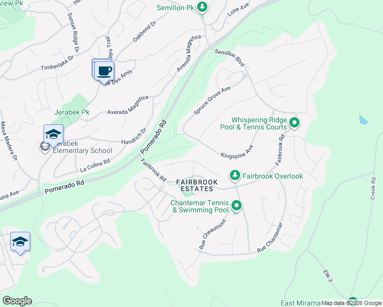map of restaurants, bars, coffee shops, grocery stores, and more near 12325 Kingspine Avenue in San Diego