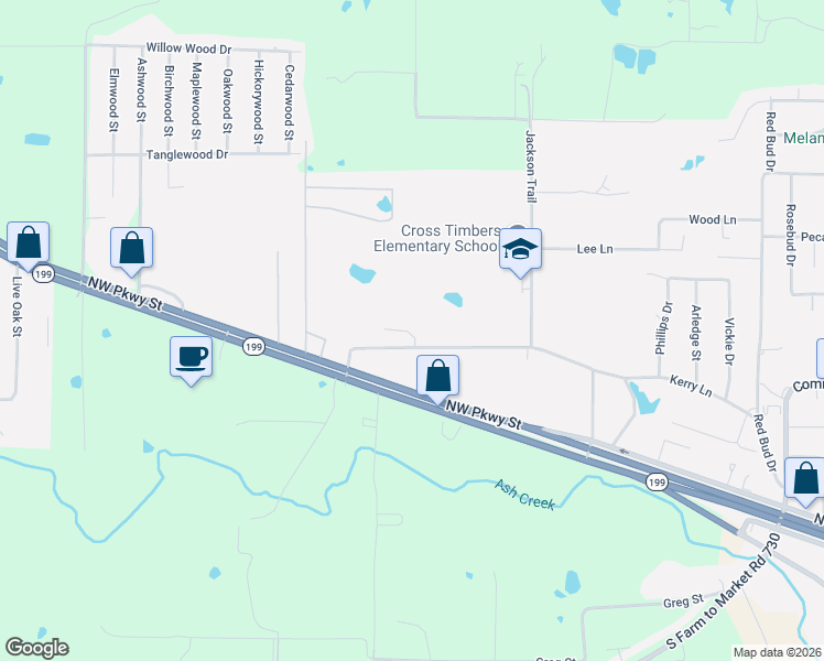 map of restaurants, bars, coffee shops, grocery stores, and more near 1322 Kerry Lane in Azle