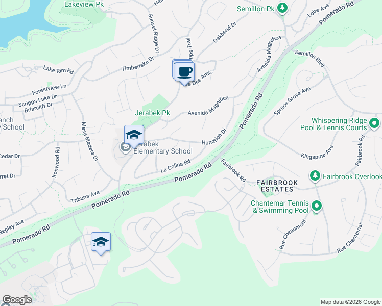 map of restaurants, bars, coffee shops, grocery stores, and more near 11775 Handrich Drive in San Diego