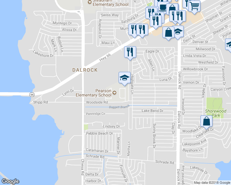 map of restaurants, bars, coffee shops, grocery stores, and more near 1 Nita Pearson Drive in Rowlett
