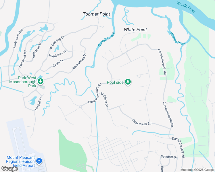 map of restaurants, bars, coffee shops, grocery stores, and more near 345 Commonwealth Road in Mount Pleasant