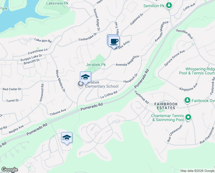 map of restaurants, bars, coffee shops, grocery stores, and more near 10060 Treehaven Court in San Diego