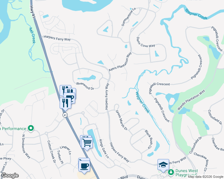 map of restaurants, bars, coffee shops, grocery stores, and more near 137 Palm Cove Way in Mount Pleasant