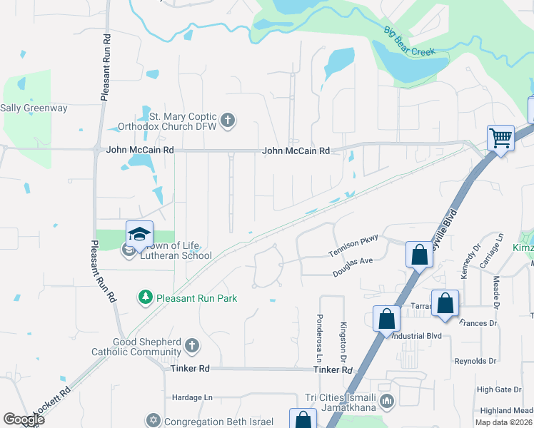 map of restaurants, bars, coffee shops, grocery stores, and more near 6905 Shepherds Glen in Colleyville