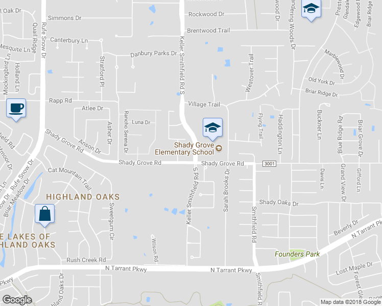 map of restaurants, bars, coffee shops, grocery stores, and more near 1513 Cherry Glow Court in Keller