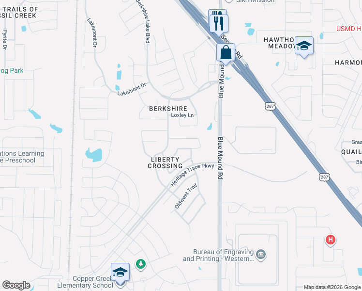 map of restaurants, bars, coffee shops, grocery stores, and more near 649 Cattlemans Way in Fort Worth
