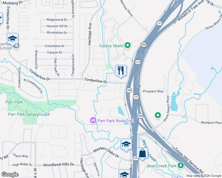 map of restaurants, bars, coffee shops, grocery stores, and more near 2709 Chesapeake Court in Grapevine