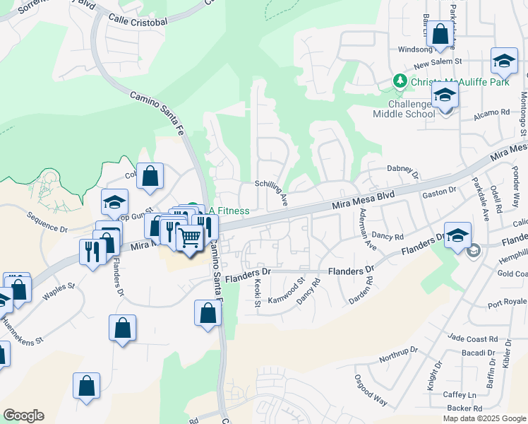 map of restaurants, bars, coffee shops, grocery stores, and more near 10535 Kemerton Road in San Diego