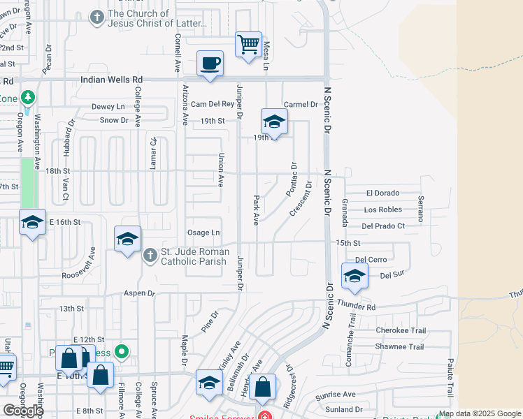 map of restaurants, bars, coffee shops, grocery stores, and more near 1604 Park Ave in Alamogordo