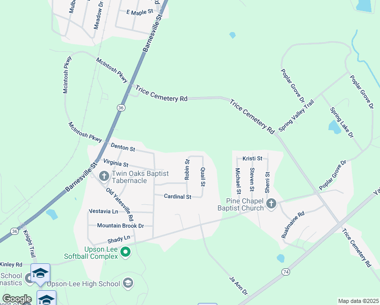 map of restaurants, bars, coffee shops, grocery stores, and more near 289 Robin Street in Thomaston