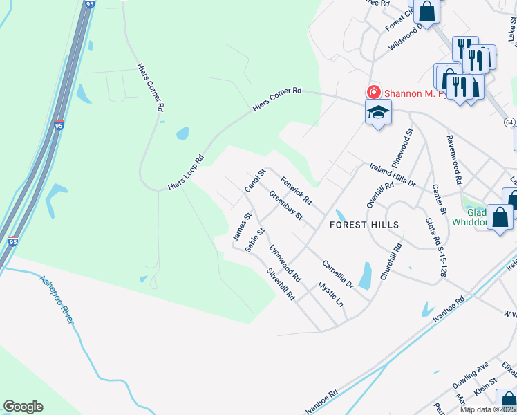map of restaurants, bars, coffee shops, grocery stores, and more near 402 Lynnwood Road in Walterboro
