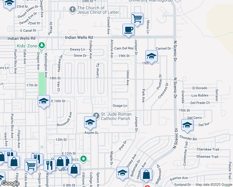 map of restaurants, bars, coffee shops, grocery stores, and more near 2306 Union Avenue in Alamogordo