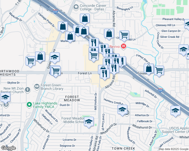 map of restaurants, bars, coffee shops, grocery stores, and more near in Dallas
