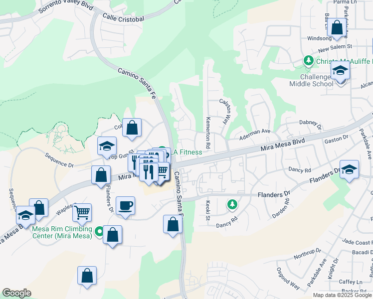 map of restaurants, bars, coffee shops, grocery stores, and more near 10559 Lansford Lane in San Diego