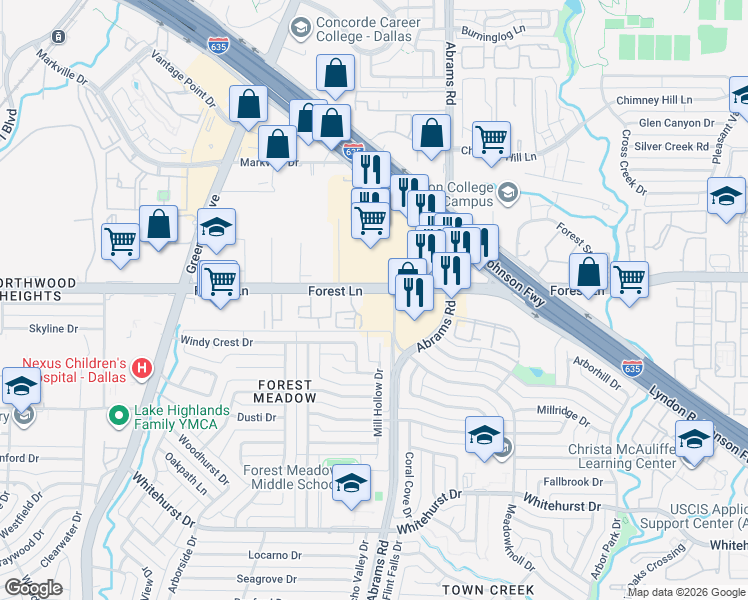 map of restaurants, bars, coffee shops, grocery stores, and more near in Dallas