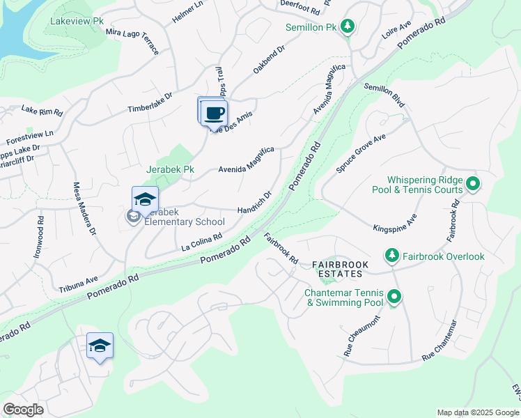 map of restaurants, bars, coffee shops, grocery stores, and more near 11875 Handrich Drive in San Diego