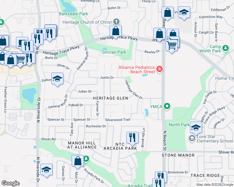 map of restaurants, bars, coffee shops, grocery stores, and more near 4157 Gladney Lane in Fort Worth