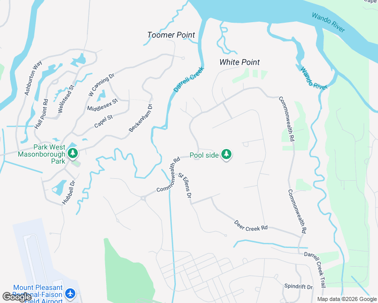 map of restaurants, bars, coffee shops, grocery stores, and more near 345 Commonwealth Road in Mount Pleasant