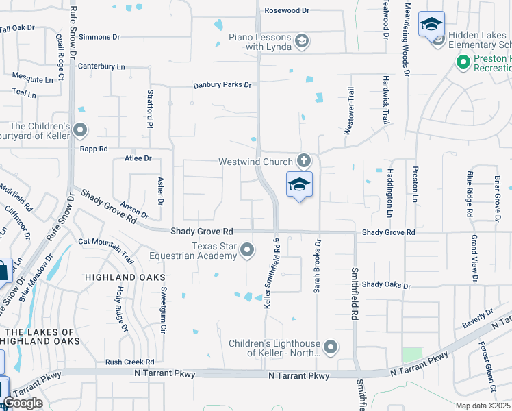 map of restaurants, bars, coffee shops, grocery stores, and more near 1500 Dream Dust Court in Keller