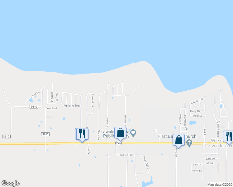 map of restaurants, bars, coffee shops, grocery stores, and more near 501 Yuma Trail in Quinlan