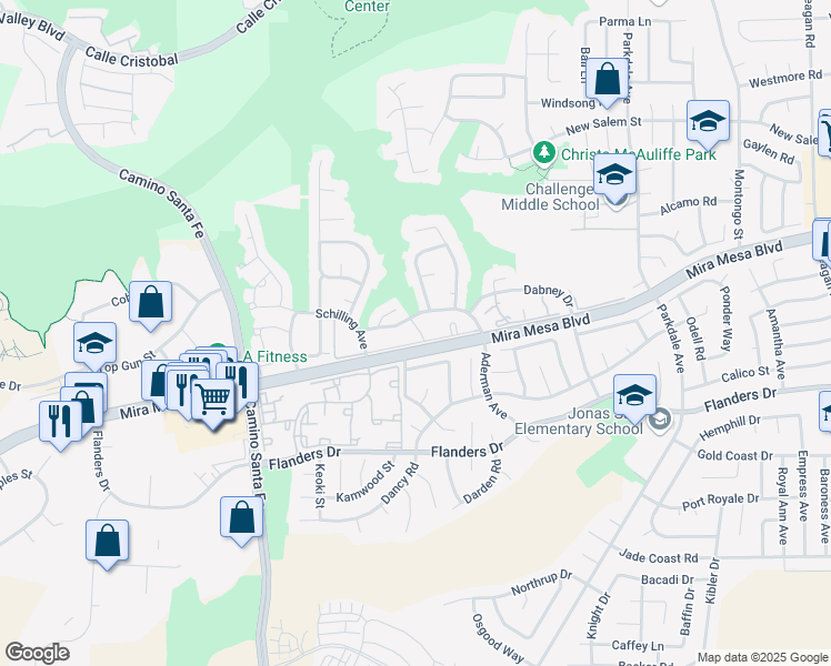 map of restaurants, bars, coffee shops, grocery stores, and more near 10818 Aderman Avenue in San Diego