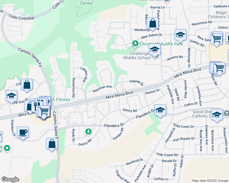 map of restaurants, bars, coffee shops, grocery stores, and more near 10606 Aderman Avenue in San Diego