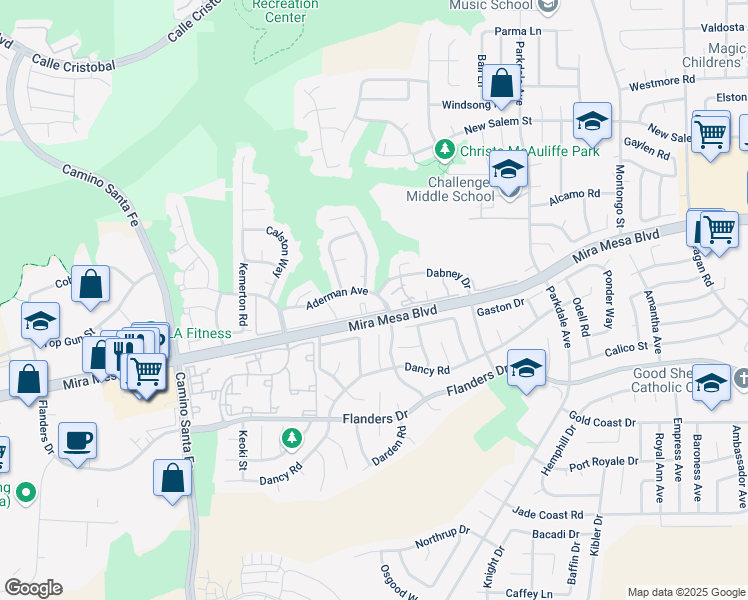 map of restaurants, bars, coffee shops, grocery stores, and more near 10626 Aderman Avenue in San Diego