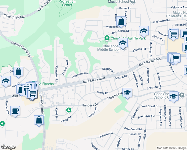 map of restaurants, bars, coffee shops, grocery stores, and more near 10766 Dabney Drive in San Diego