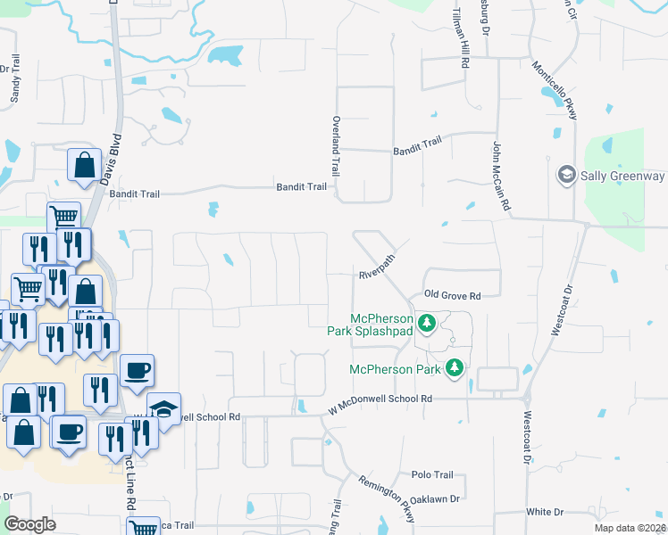 map of restaurants, bars, coffee shops, grocery stores, and more near 7005 Schubert in Colleyville