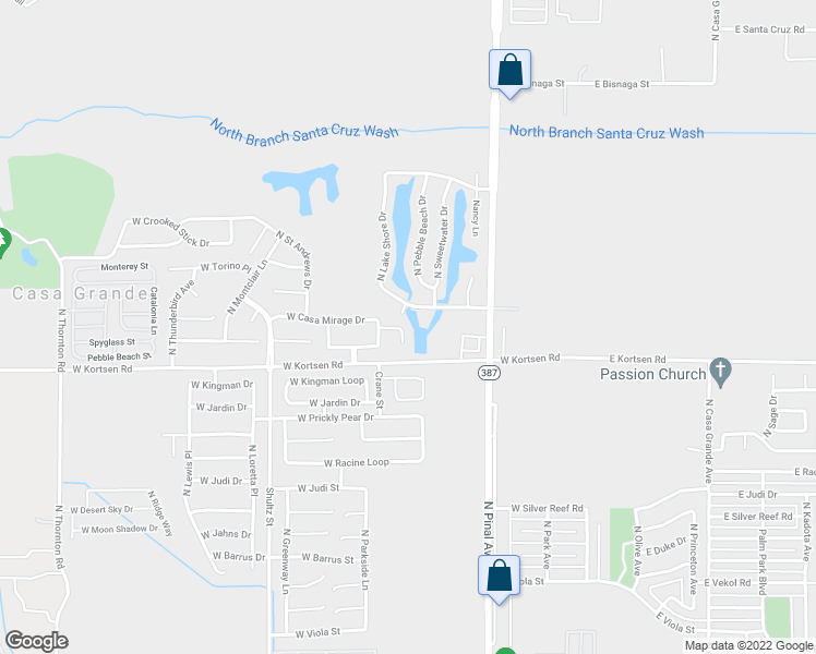 map of restaurants, bars, coffee shops, grocery stores, and more near 526 West Casa Mirage Court in Casa Grande