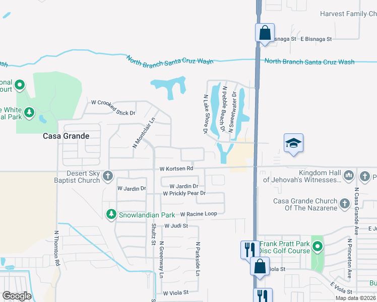 map of restaurants, bars, coffee shops, grocery stores, and more near 615 West Casa Mirage Drive in Casa Grande