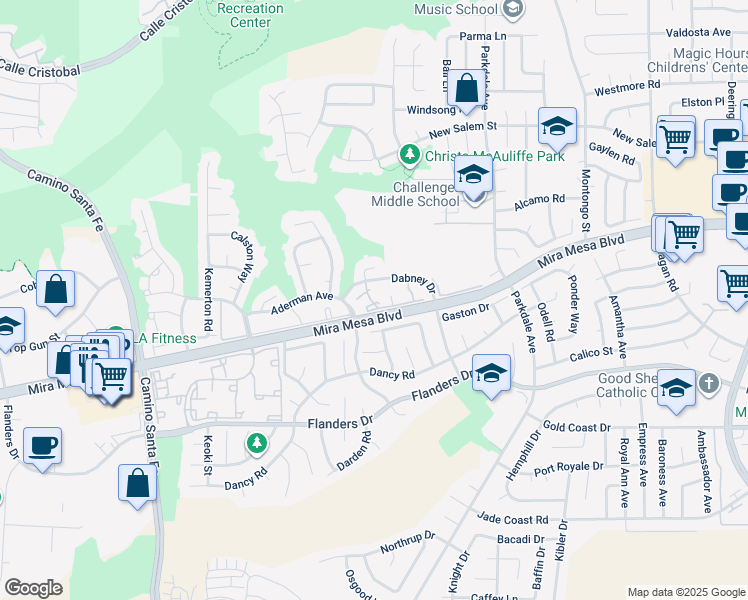 map of restaurants, bars, coffee shops, grocery stores, and more near 10766 Dabney Drive in San Diego