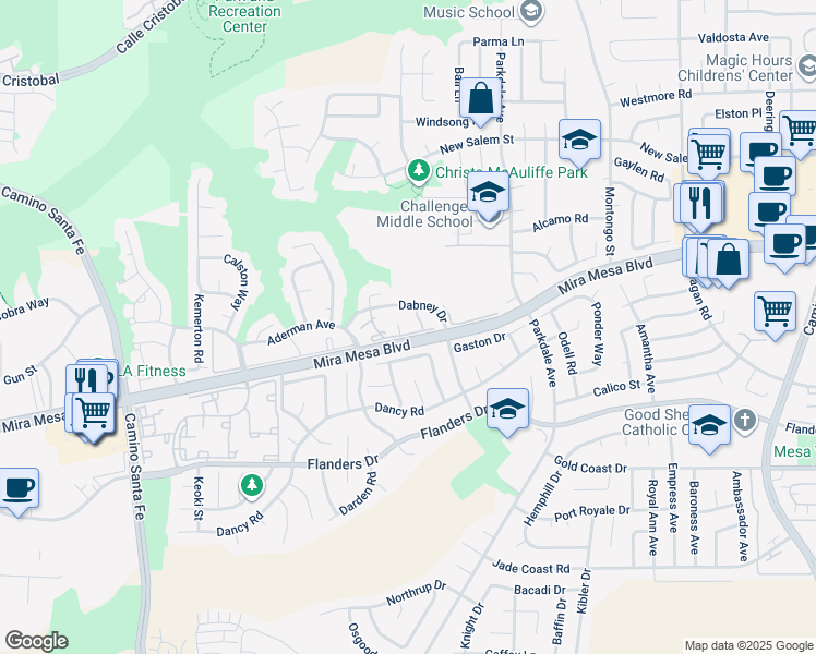 map of restaurants, bars, coffee shops, grocery stores, and more near 10692 Dabney Drive in San Diego
