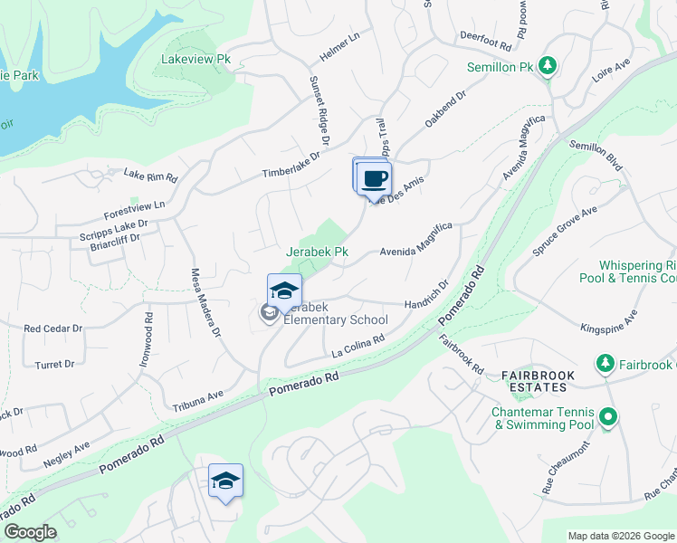map of restaurants, bars, coffee shops, grocery stores, and more near 11754 Lake Grove Court in San Diego