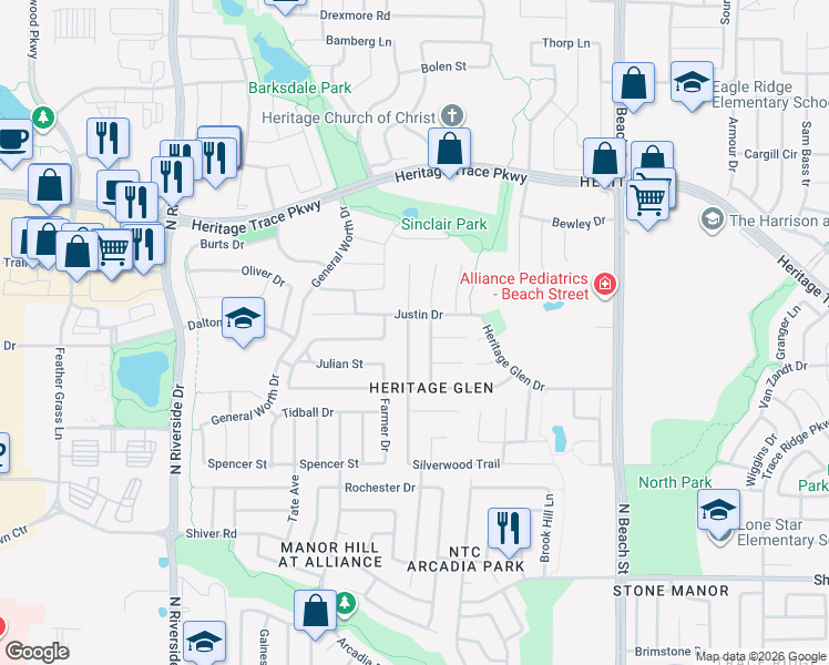 map of restaurants, bars, coffee shops, grocery stores, and more near 9348 Goldenview Drive in Fort Worth