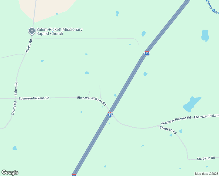 map of restaurants, bars, coffee shops, grocery stores, and more near Interstate 55 in Pickens