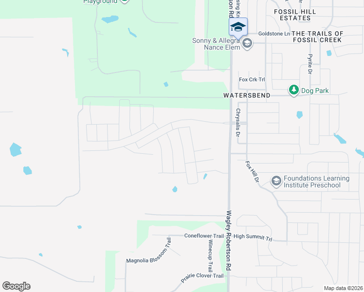 map of restaurants, bars, coffee shops, grocery stores, and more near 9601 Wagley Robertson Road in Fort Worth
